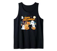 Carino Halloween Haunted House Fantasmi, Zucche, Gatto Nero Canotta