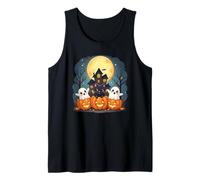 Carino Halloween Haunted House Fantasmi, Zucche, Gatto Nero Canotta