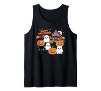 Carino Halloween Haunted House Fantasmi, Zucche, Gatto Nero Canotta