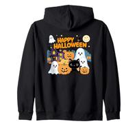 Carino Halloween Haunted House Fantasmi, Zucche, Gatto Nero Felpa con Cappuccio