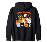 Carino Halloween Haunted House Fantasmi, Zucche, Gatto Nero Felpa con Cappuccio