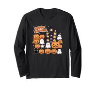 Carino Halloween Haunted House Fantasmi, Zucche, Gatto Nero Maglia a Manica