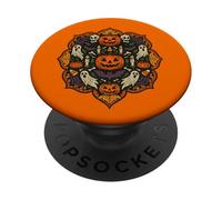 Carino Halloween Mandala Art con fantasmi pipistrelli zucche PopSockets PopGrip Adesivo