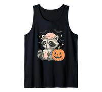 Carino Halloween Raccoon Indossare Baseball Cap Boba Pumpkin Canotta