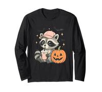 Carino Halloween Raccoon Indossare Baseball Cap Boba Pumpkin Maglia a Manica