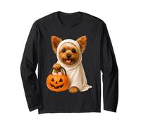 Carino Halloween Yorkie Ghost Dog Yorkshire Terrier Zucca Maglia a Manica