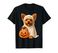 Carino Halloween Yorkie Ghost Dog Yorkshire Terrier Zucca Maglietta