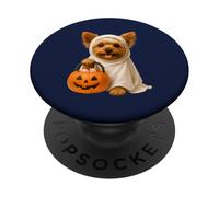 Carino Halloween Yorkie Ghost Dog Yorkshire Terrier zucca PopSockets PopGrip Adesivo