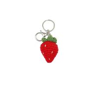 Carino Handmade Tessitura Portachiavi Fragola Fiore di Ciliegio Portachiavi Frutta Portachiavi Donne Ragazze Borsa Borsa Accessori Auto, Strawberry, Metallo Plastica