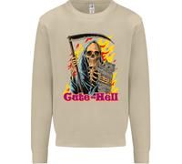 Carino Hell Cat Grim Reaper Skull Halloween Uomo Sweatshirt Jumper