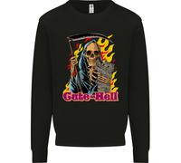 Carino Hell Cat Grim Reaper Skull Halloween Uomo Sweatshirt Jumper