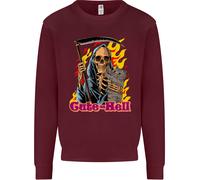 Carino Hell Cat Grim Reaper Skull Halloween Uomo Sweatshirt Jumper
