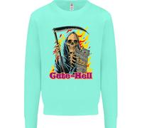 Carino Hell Cat Grim Reaper Skull Halloween Uomo Sweatshirt Jumper