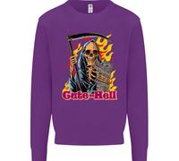 Carino Hell Cat Grim Reaper Skull Halloween Uomo Sweatshirt Jumper