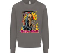 Carino Hell Cat Grim Reaper Skull Halloween Uomo Sweatshirt Jumper