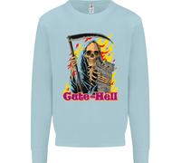 Carino Hell Cat Grim Reaper Skull Halloween Uomo Sweatshirt Jumper