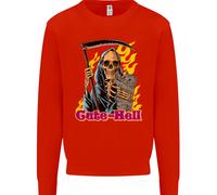 Carino Hell Cat Grim Reaper Skull Halloween Uomo Sweatshirt Jumper