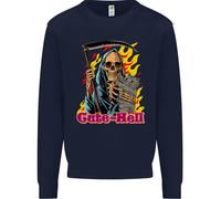 Carino Hell Cat Grim Reaper Skull Halloween Uomo Sweatshirt Jumper