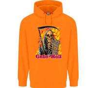 Carino Hell Gatto Grim Reaper Teschio Halloween Bambini Felpa con Cappuccio