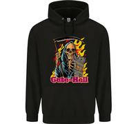 Carino Hell Gatto Grim Reaper Teschio Halloween Bambini Felpa con Cappuccio
