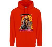 Carino Hell Gatto Grim Reaper Teschio Halloween Bambini Felpa con Cappuccio