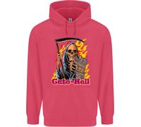 Carino Hell Gatto Grim Reaper Teschio Halloween Bambini Felpa con Cappuccio