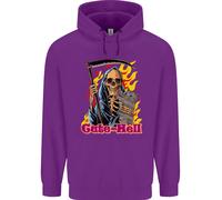 Carino Hell Gatto Grim Reaper Teschio Halloween Bambini Felpa con Cappuccio