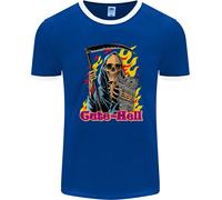 Carino Hell Gatto Grim Reaper Teschio Halloween Uomo Ringer Fotl