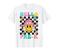 Carino Hello Pre-K Happy Face Peace Sign Back to School Girl Maglietta