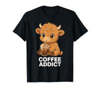 Carino Highland Cow Coffee Addict Iced Coffee Lover Donne Maglietta