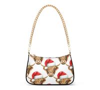 Carino Highland Cow Heads Bianco Retro Formale Borsa Hobo Donne Frizione Borsa Semplice Signore Borsa a Tracolla Stampe Chiusura Con Cerniera
