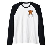 Carino Highland Cow Pocket Pal Funny Baby Highland Cow Farm Maglia con Maniche Raglan