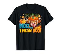 Carino Highland Cow Pumpkin Hat Mooo I Mean Boo Funny Hallo Maglietta