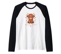 Carino Highland Cow Valentine Cuore Occhiali Maglia con Maniche Raglan