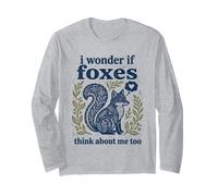 Carino I Wonder If Foxes Think About Me Too Fox Grafica Maglia a Manica