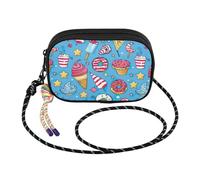 Carino Ice Cream Donut Blue Borsa a tracolla da donna piccola borsa a tracolla per telefono cellulare con cinturino regolabile casual borsa a tracolla borsa a tracolla da donna