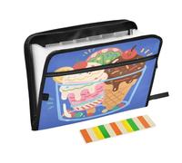 Carino Icecream Blue 13 Pocket Espandibile File Cartella con Etichette A4 Documenti Organizer con Cerniera