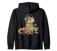Carino Iguana Video Gamer Controller Console PC Gaming Nerd Felpa con Cappuccio