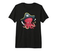 Carino Il Capitano dei Pirati Polpo Rosso Maglietta Premium