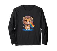 Carino Il Cucciolo Di Leone Bandiera Arcobaleno Lgbtq Maglia a Manica