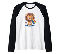 Carino Il Cucciolo Di Leone Bandiera Arcobaleno Lgbtq Maglia con Maniche Raglan