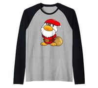 Carino Il Piccolo Babbo Natale Anatra per Natale Maglia con Maniche Raglan