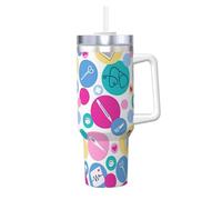 Carino infermiera stampa 1,18 once Ice Bully con manico cannuccia tazza isolata sottovuoto - Thermos bottiglia per bevande calde e fredde