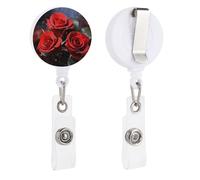 Carino infermieristico bobina retrattile infermiera porta badge con clip a coccodrillo romantico rose rosse ID badge clip per ufficio medico infermiera