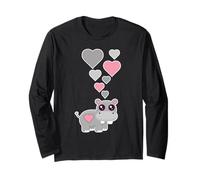 Carino Ippopotamo Cuori I Love Hippos Maglia a Manica