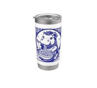 Carino ippopotamo mangiare ramen tagliatelle stile giapponese Bicchiere termico in acciaio inox doppia parete