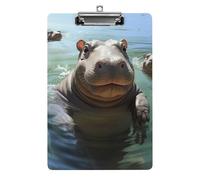Carino ippopotamo portablocco acrilico carino moda portablocco decorativo, 31,8 x 21,6 cm, formato A4, clip in acrilico per classe, insegnanti, forniture per ufficio