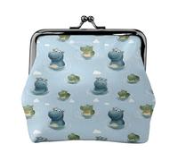 Carino ippopotamo stampa coccodrillo portamonete per le donne, Kiss-lock Change Purse Portafogli, piccolo portamonete in pelle PU