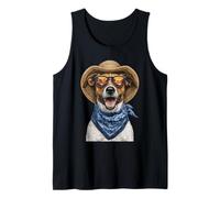 Carino Jack Russell con Occhiali da Sole e Cappello di Paglia Cane Estate Canotta