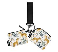 Carino Jungle Leopard Bianco Donne Money Organizers Mini Moda Cambiamento Borsa Portachiavi con Portachiavi per Donna 2 Confezioni billeteras para